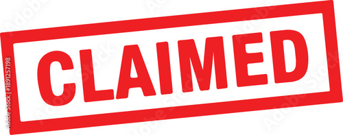 Red Claimed Stamp Mark on a White Background with Bold Capital Letters