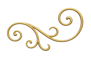 Golden ornate swirl element with filigree pattern