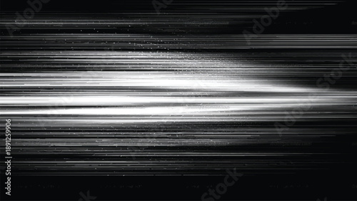 Glitchy white light on black distorted digital screen