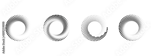 Set of pop art halftone circles. Shapes dots pattern in pop art style. Abstract modern stylish texture. Vector illustration geometric pattern. Round design elements for your content.