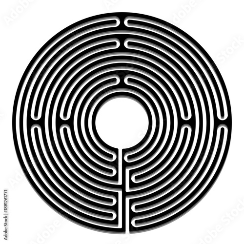 A detailed circular maze illustration for puzzles, backgrounds, symbolic designs.