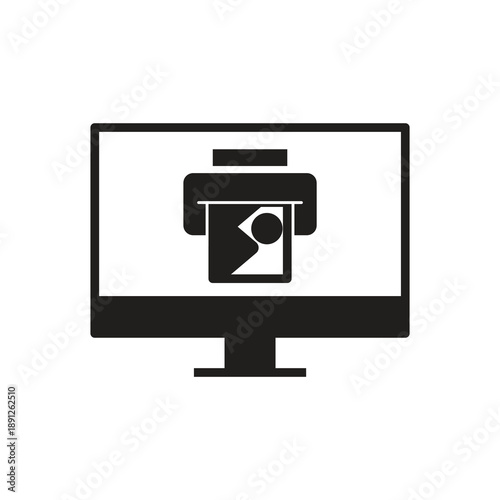 Printer photo monitor solid icon black
