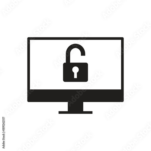Unlock access monitor solid icon black