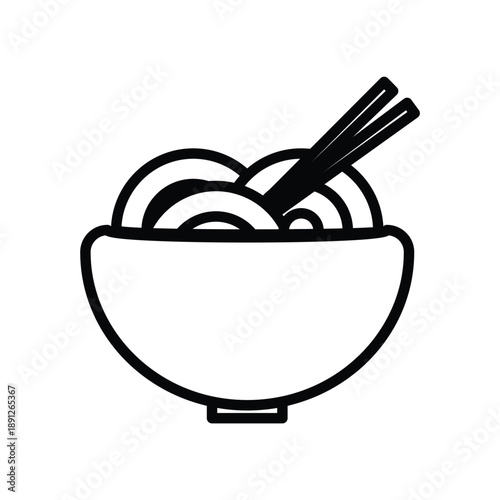 Noodle bowl line icon for coloring book