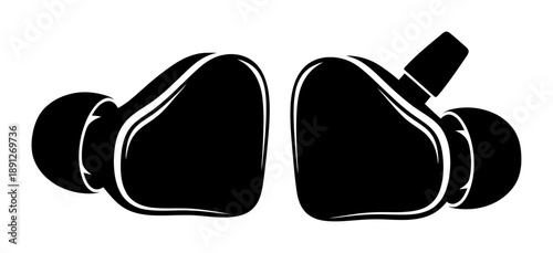 In-Ear Monitor Earbuds - Minimalist Vector Silhouette
