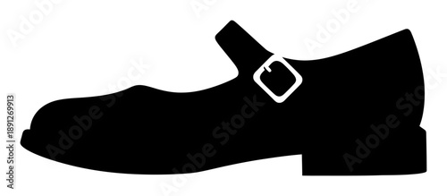 Mary Jane Shoe Silhouette - Minimalist Vector
