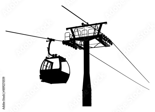 Ski Lift Gondola Silhouette - Minimalist Vector