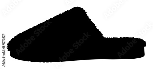 Fuzzy Slipper Silhouette - Minimalist Vector