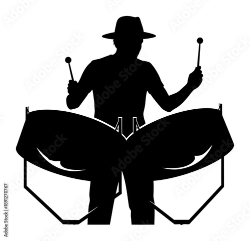 Steel Drum Silhouette - Caribbean Music Vector