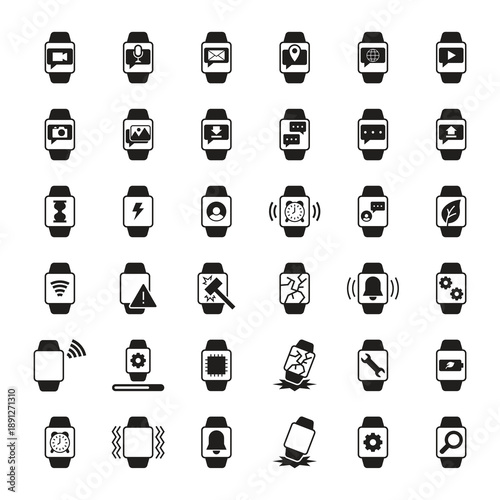 Mega collection of 36 smartwatch solid icons