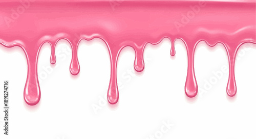 Vibrant pink liquid drips down against a clean white background creating a dynamic visual effect