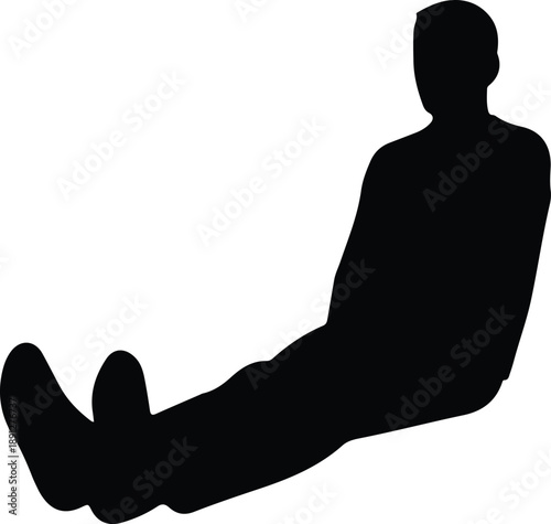 Silhouette of a man sitting down with legs extended illustration vector