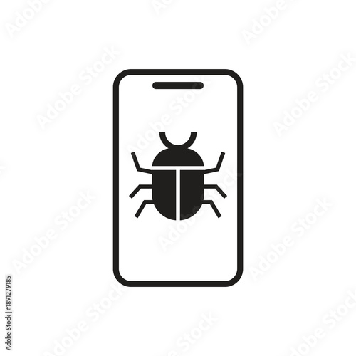 Fotografía Solid mobile security virus and bug icon