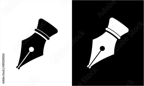 Elegant Black and White Ink Pen Nib Icons for Writing and Creativity.