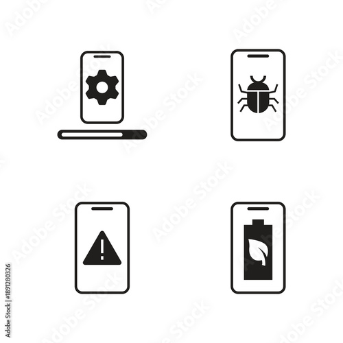 Mobile commerce and service app solid icons