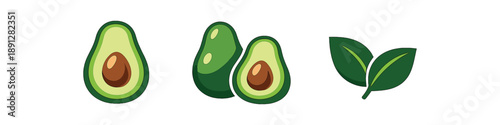 full color flat avocado green seed brown leaf dark green