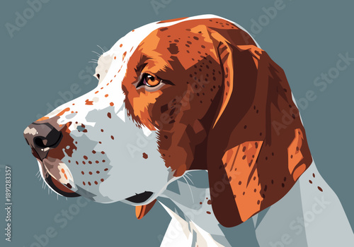Detailed Vector Illustration of a Beagle Dog's Head in Profile View