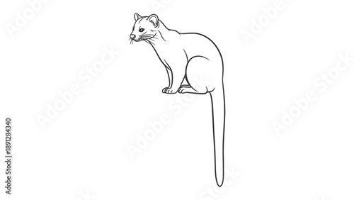 Civet Line Art Illustration: A stylized linear illustration showcases the elegant form of a civet, capturing its distinctive features and graceful pose.