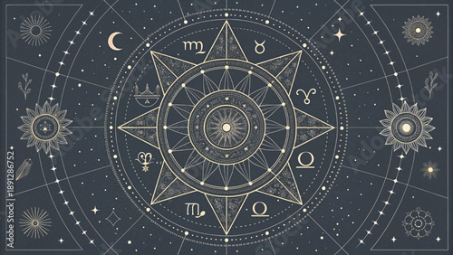 Boho Constellation Print Dark vector background 