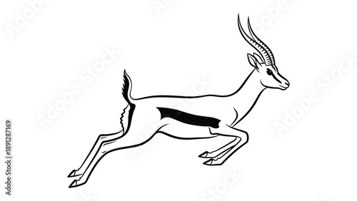 Gazelle in Motion: An elegant gazelle leaps across an open landscape, its silhouette a testament to agility and wild grace.