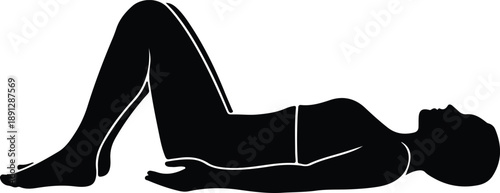 Silhouette human body lying on back with bent knees for wellness exercise illustration vector
