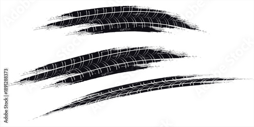 Tire tread marks, wheel textures, tire marks - car racing, motocross, drift, rally, off-road and others. eps 10,
