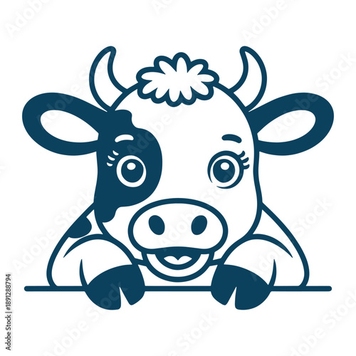 Cute Cow Cartoon Illustration Farm Animal Character