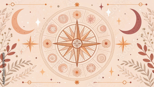 Boho Constellation Print Vector Art Background