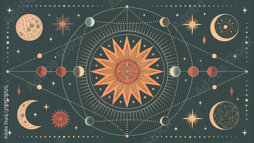 Boho Constellation Print Vector Art Background