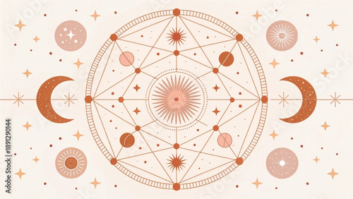Boho Constellation Print Vector Art Background