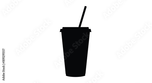 A black silhouette of a disposable cup with a straw silhouette