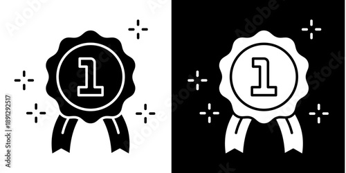 Award Icon Set White Glyph Style Collection