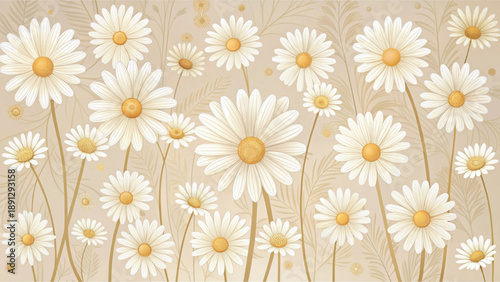 Daisy Flower Pattern Minimal Vector Background
