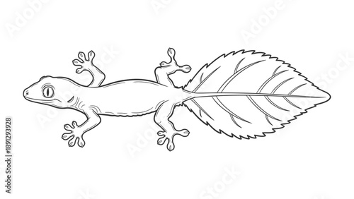 Nature's Camouflage: A sketch of a gecko with a leaf-like tail, illustrating the marvels of adaptation and survival in nature.