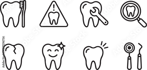vector set of tooth brushes