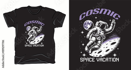 Cosmic astronaut galaxy graphic vector art t-shirt design print