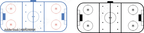 Ice Hockey Rinks Diagram with Player Positions and Strategy Layout