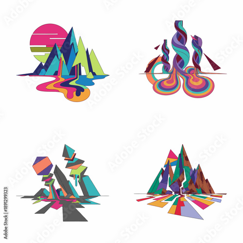 Abstract Geometric Mountain and Landscape Designs