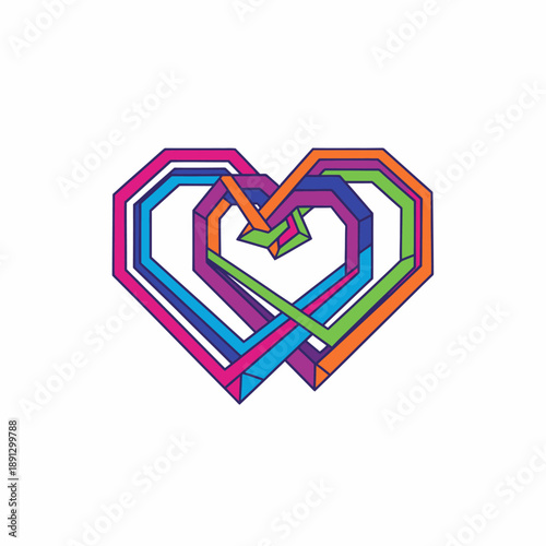 Colorful Impossible Heart Symbolizing Infinite Love and Interconnection