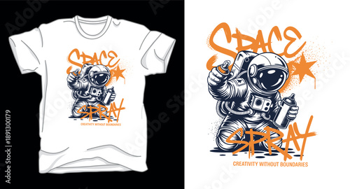 Space spray astronaut galaxy graphic vector art t-shirt design print