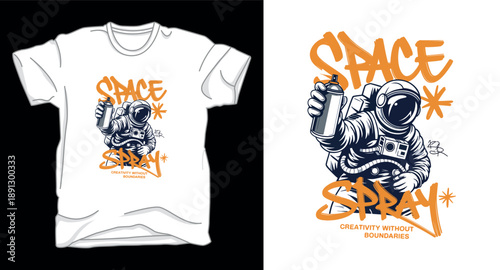 Space spray astronaut galaxy graphic vector art t-shirt design print