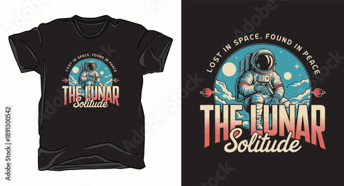 The lunar astronaut galaxy graphic vector art t-shirt design print
