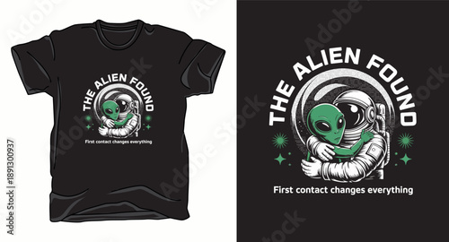 The alien found astronaut galaxy graphic vector art t-shirt design print