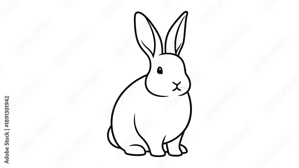 Obraz premium Cottontail illustration: A simple illustration of a cottontail rabbit, showcasing its fluffy fur and distinctive long ears.