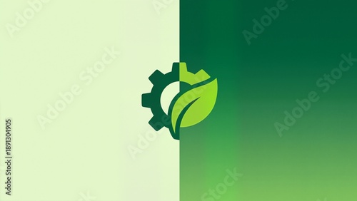 gear and leaf symbol on gradient background