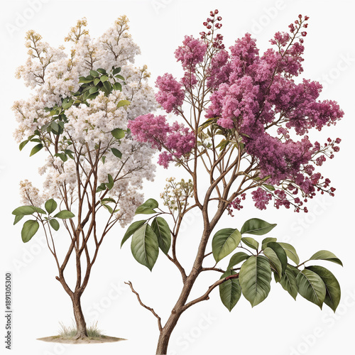 Set of rosewood and tobochin flowering frontal isolated png on a transparent background perfectly cutout high resolutio