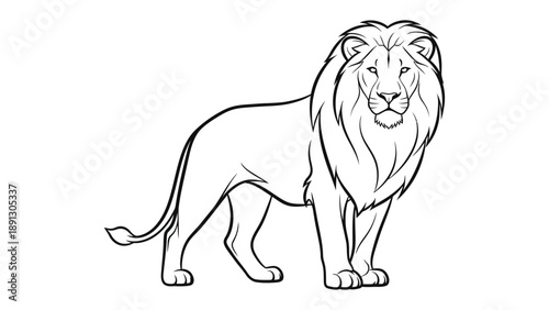 Majestic Lion Silhouette: A striking outline of a regal lion, its silhouette emphasizing power and grace, poised against a clean background, ready for creative enhancement.