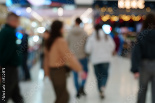 Wallpaper Mural Blurred background. A shopping mall hall with people. Torontodigital.ca