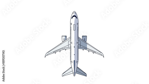 Topdown schematic of a passenger jet aircraft