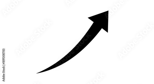 Bold Black Curved Arrow Sweeping Upward to the Right—Symbolizing Growth, Ascent, Momentum, or Positive Transformation in Modern UI, Business, and Branding Design
